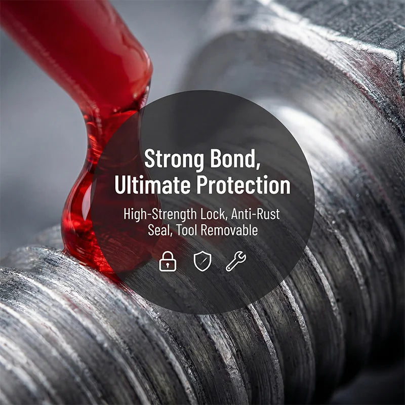 High-Strength Red Threadlocker, Nut and Screw Fastener, Adhesive for Screws with Airtight Sealing, Anaerobic Curing Fasteners, Metal Glue, Essential and Resistant Tool, 50g