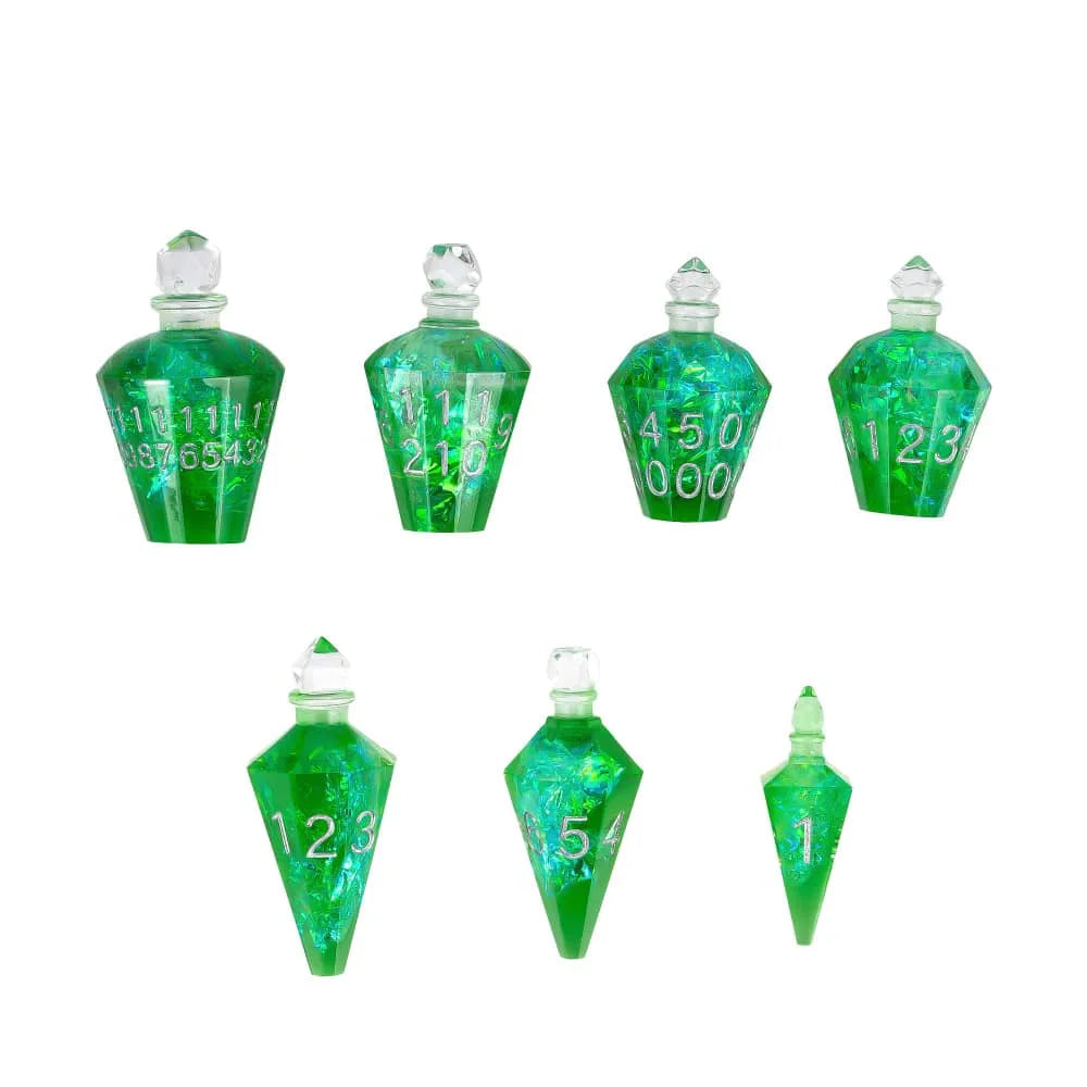 7 Potion Bottles Sharp Edges Dice DND New Style Polyhedral Dice Set Handcrafted D4-D20 for Role Playing Game Board Games TRPG