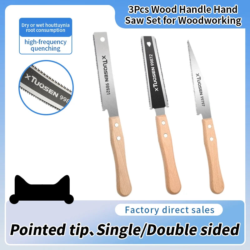 Double Sided Household Small Hand Pulled Saw, Handheld Woodworking Saw, Tree Artifact, Fast Fine Toothed Saw, Handmade