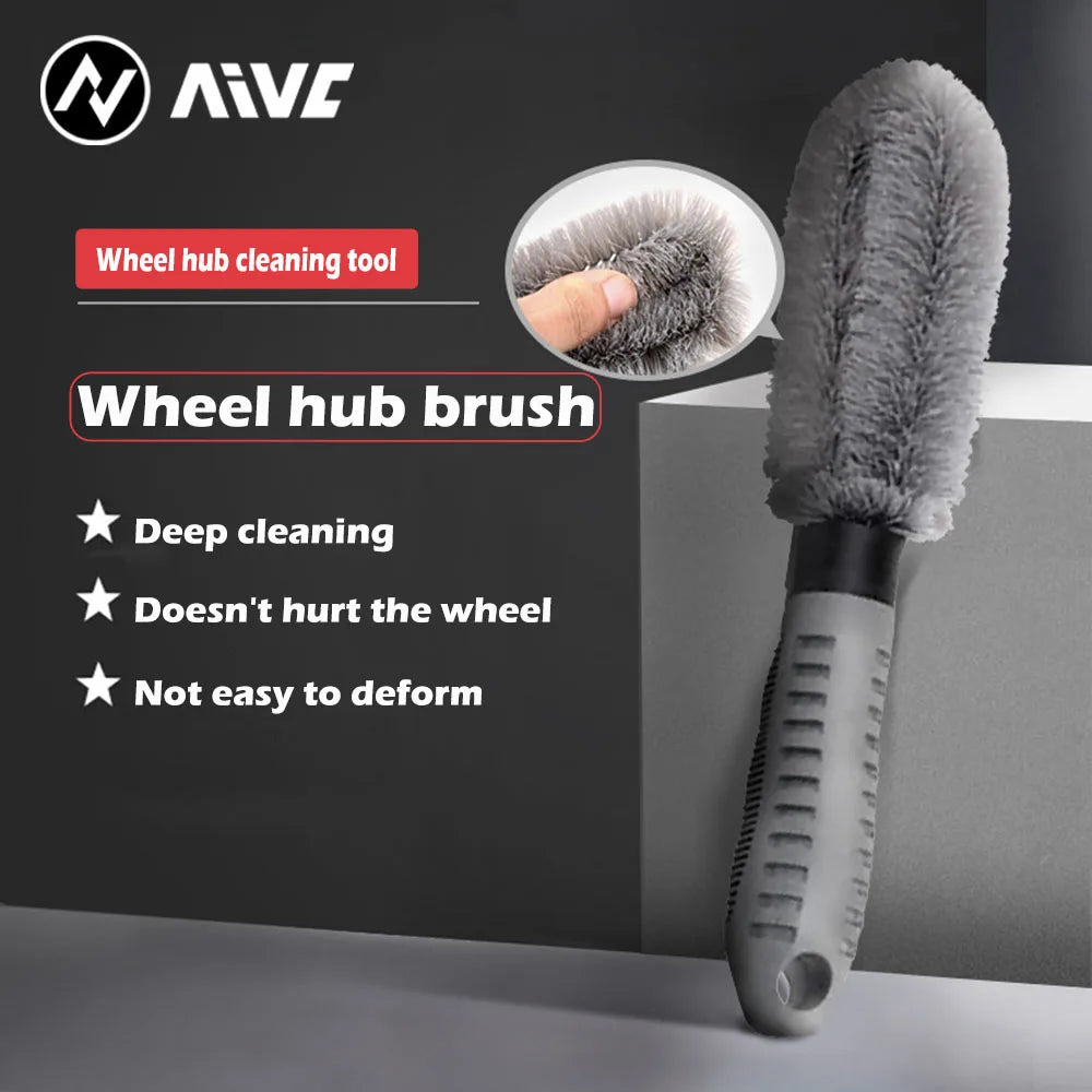 AIVC Portable Car Wheel Brush Tire Cleaning Brushes Hub Powerful Stain Remover Brush Tire Detail Brush Auto Motorcycle Wash Tool