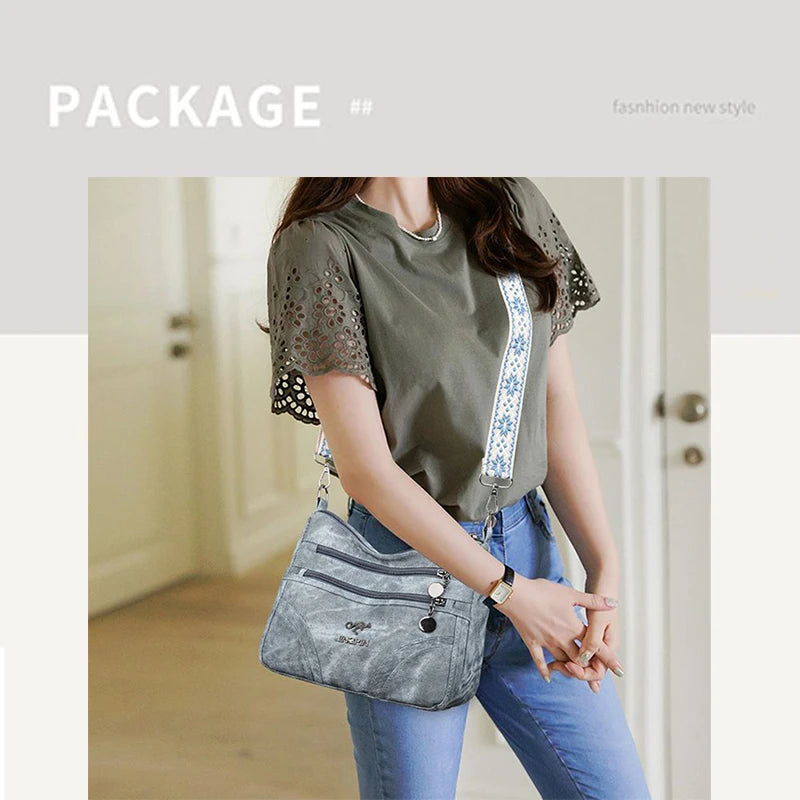Everyday Versatile Rider Distressed Leather Crossbody Bag Spacious Capacity, Soft Sling for Motorcycle Weekend Short Trips