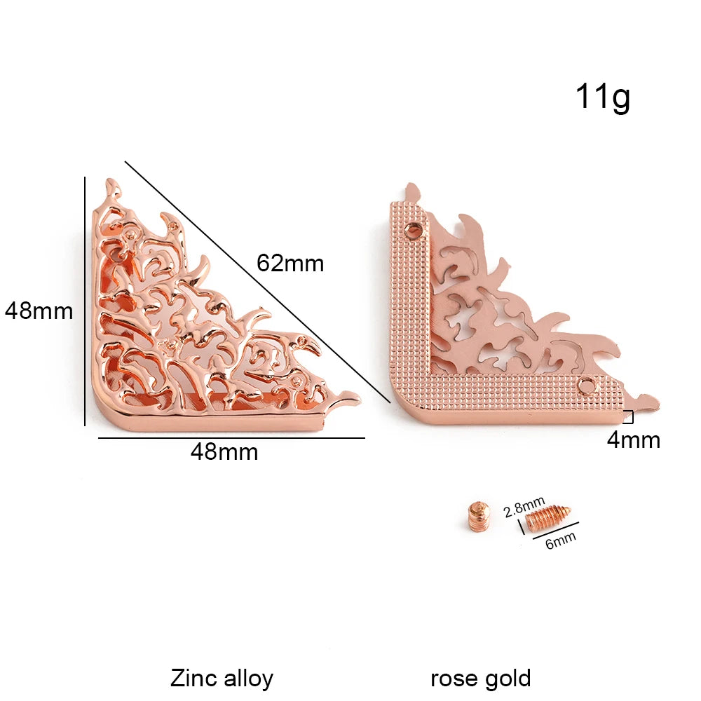 4/30/100PCS 64x64mm,48x48mm Edges Hollow Fixed Decorative Buckle For Handbag Metal Bag Corner Protectors With Screws Accessories