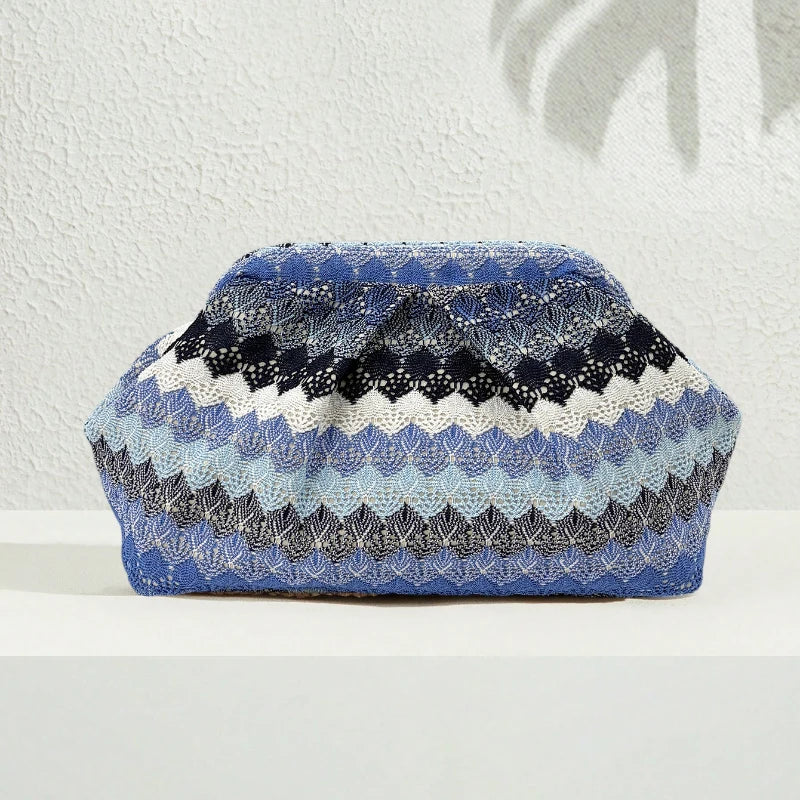 Retro Woven Pleated Cloud Clutch,retro New Bohemian Color-blocked Vacations Clutch Wallet,luxury Women's Evenings Wedding Clutch