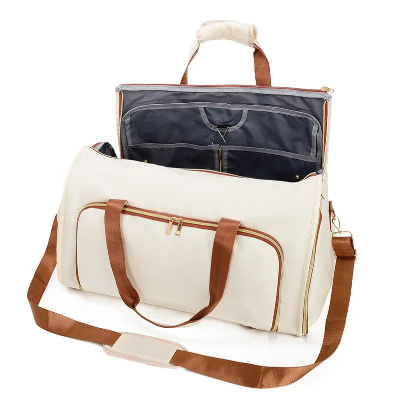 Large Capacity Oxford Cloth Travel Bag Waterproof Wear-resistant Foldable Suit Hanger Crossbody Backpack Double Shoulder Bag