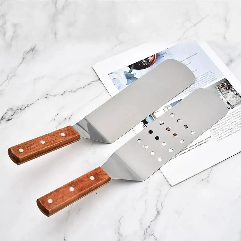 Stainless Steel Spatula And Grill Scraper Non Stick Durable Barbecue Cooking Tools Pizza Shovel Pancake Beef BBQ Utensils