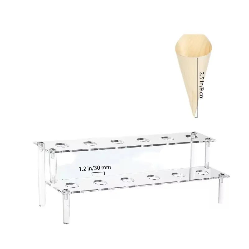 Acrylic Ice Cream Cone Dessert Holder Tray 12-Hole Waffle Cone Display Stand Storage Rack Wedding Party Buffet Food Baking Tools