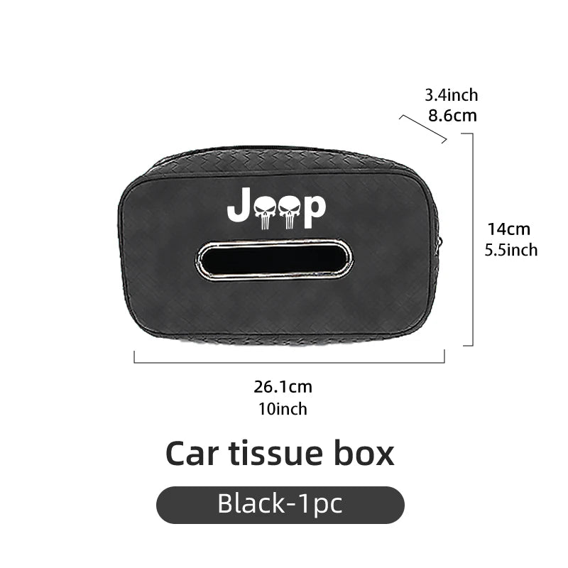 Car Interior Tissue Box Leather Tissue Bag Vehicle Mounted Holder For Jeep Patriot Renegade Wrangler JK JL Liberty Trailhawk