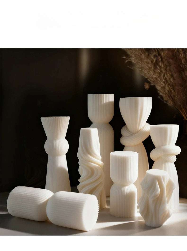 Nordic Minimalist White Scented Candle Atmosphere Home Decor Wedding Arrangement Cylinder Geometric Shape Fragrance Candle