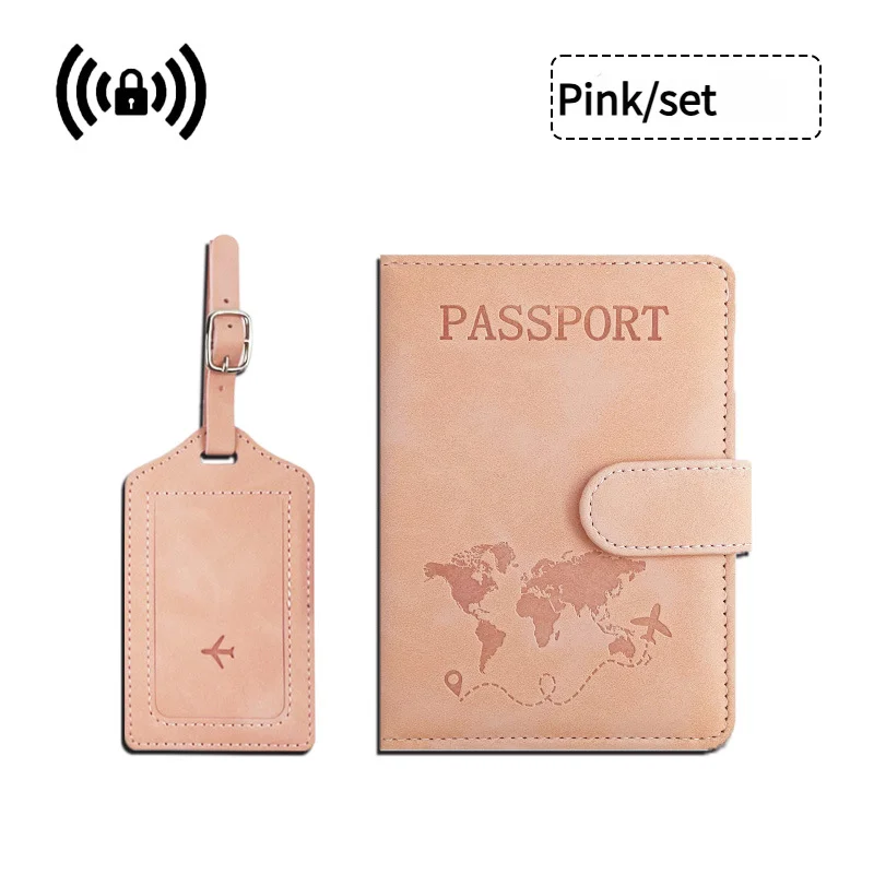 Travel Essentials: RFID-Blocking Passport Holder + Leather Luggage Tag Set