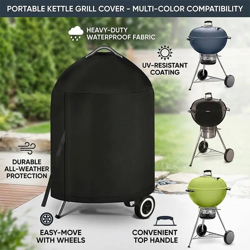 26.5x36 inch Cylindrical BBQ Cover With Top Handle,210D Outdoor Oven Grill Cover Waterproof Protection Hood Round Grill Cover