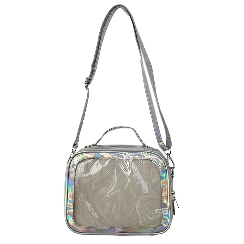 Japanese Kawaii Small Itabag Women Laser Reflection Crossbody Bags School Girls Shoulder Bag Transparent Bag Ita Bag JK Handbags