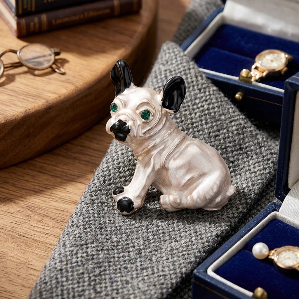 Classic Enamel Rhinestone Dog Brooches for Women Unisex Trendy Animal Pins Office Party Friend Funny Gifts Jewelry Accessories