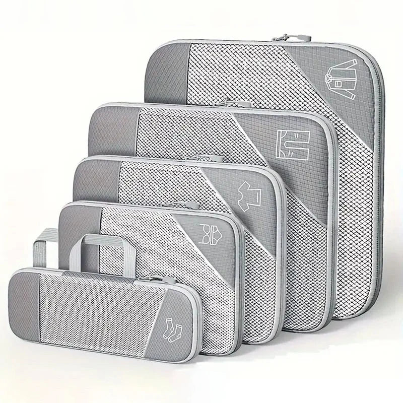 5 PCS Travel Clothing Storage Bag Compression Packing Cube Lightweight Luggage Organizers Sub Packaging Bag Travel Accessories