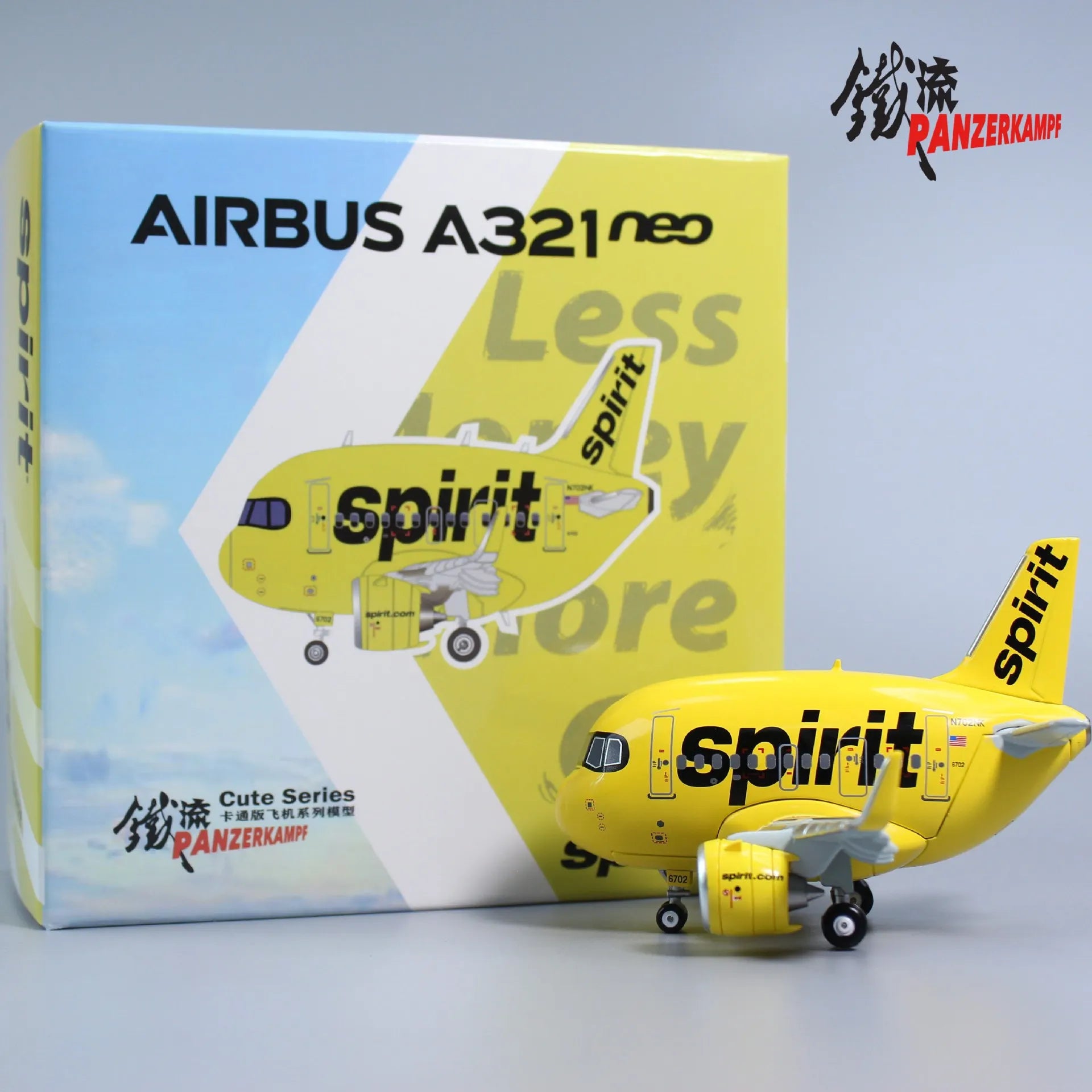 Panzerkampf Cartoon Airplane Model Full Alloy 70102PP Airbus A321NEO Spirit Airlines Display Model For Aviation Enthusiasts