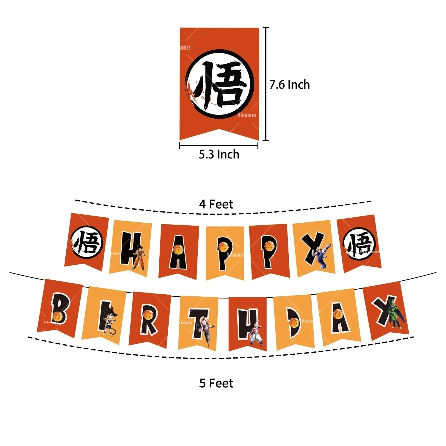 Dragoned Ball Z Balloons Happy Birthday Banner Goku Vegeta Ballons Party Decoration Plate Disposable Tableware Cake Topper Toy