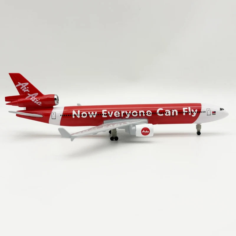 20cm Md11 Plane Model Airasia Md-11 Diecast Airplane Model Metal Scale Aircraft With Stand & Wheel Souvenir Plane Gift