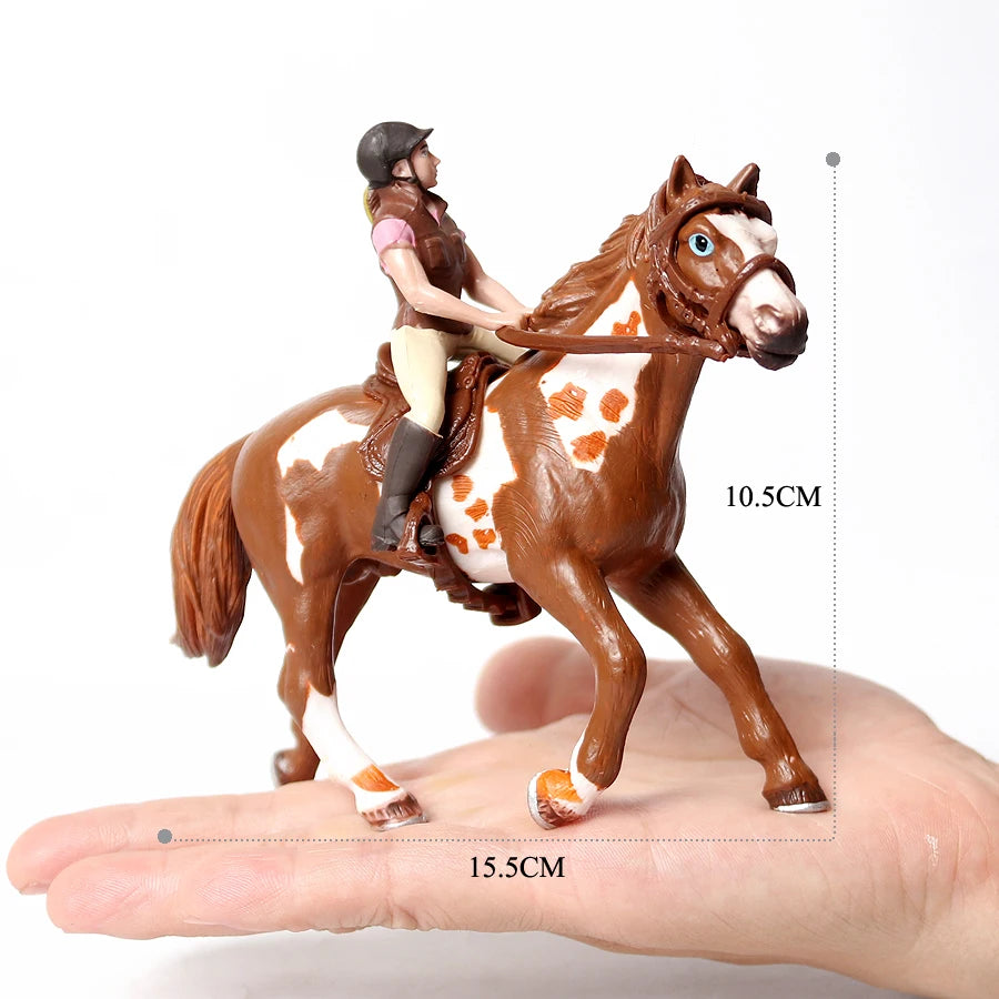 Realistic Equestrian Rider Horse with Saddle and Bridle Riding Playset Model Figures Decoration Educational Toys for Kids
