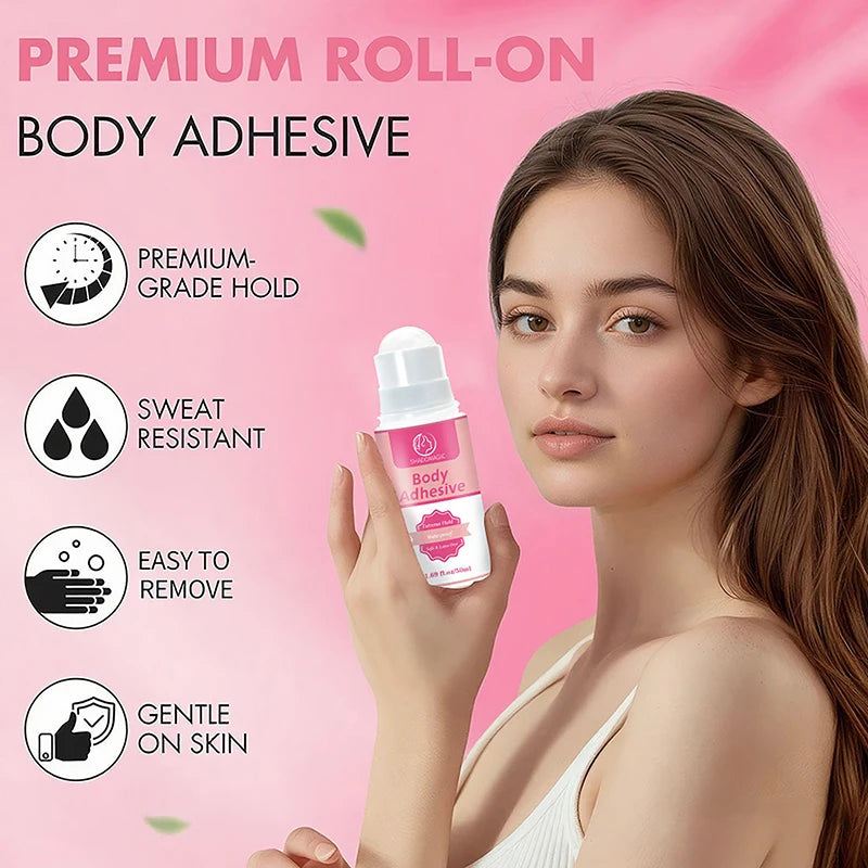 50ml Anti-Slip Glue Roll On Skin Adhesive For Clothing Dress Body Skin Anti-exposure Bra Non-slip Fixed