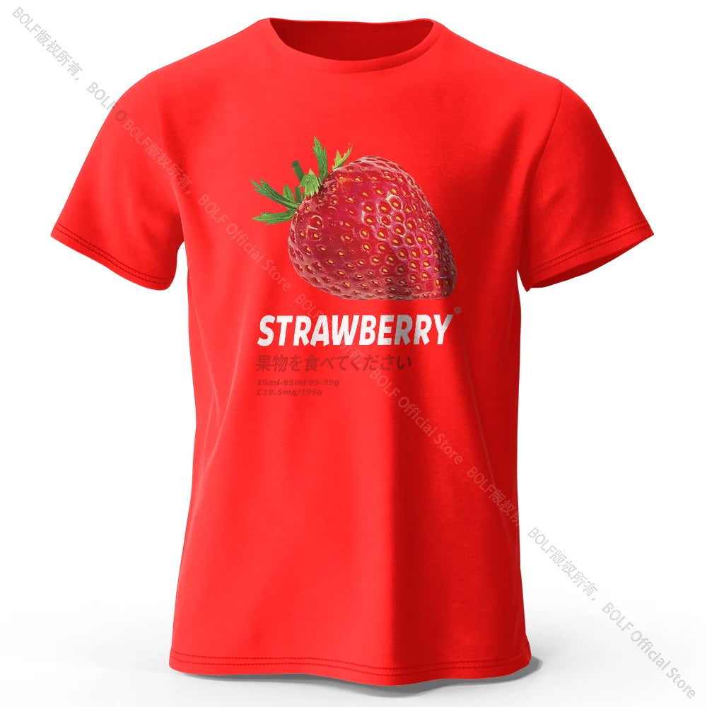 Strawberry Print T-shirt - Cute & Trendy Summer Top for Men Women, Soft & Comfortable Pure Cotton Tee