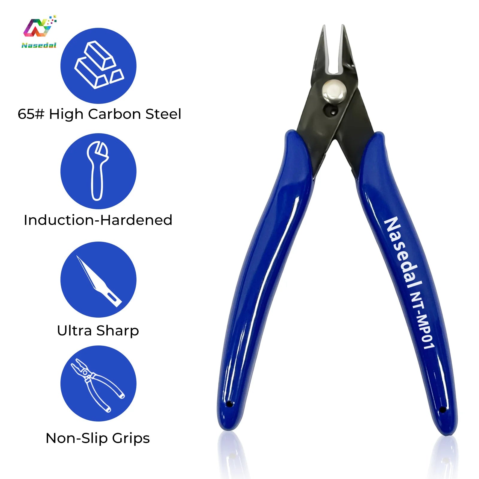 Nasedal Diagonal Pliers Wire Cable Cutters Carbon High Manganese Steel Flush Side Snips for Electrical Electronics Jewelry Tools