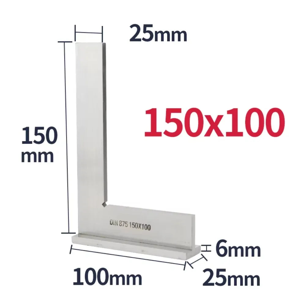 Durability Stainless Steel Try Square 90 Degree Flat Edge Square Angle Ruler Thickened With Base Carpentry Ruler