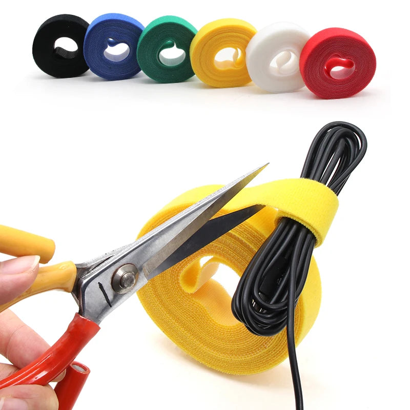 5 Meters Self Adhesive Tape Width 10/15/20/25mm DIY Accessories Reusable Cable Tie Wire Straps Tape
