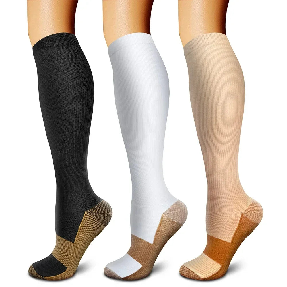 FAATTQQ 1Pair Compression Socks for Men & Women 15-20mmHg-Graduated Supports Socks for Soccer Travel Hiking Running Nurses
