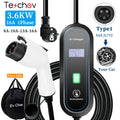 Teschev Type 1 Portable EV Charger 16A 1Phase 3.5KW J1772 Electric Car Charger EVSE Fast Charging Wallbox EV Charging Station