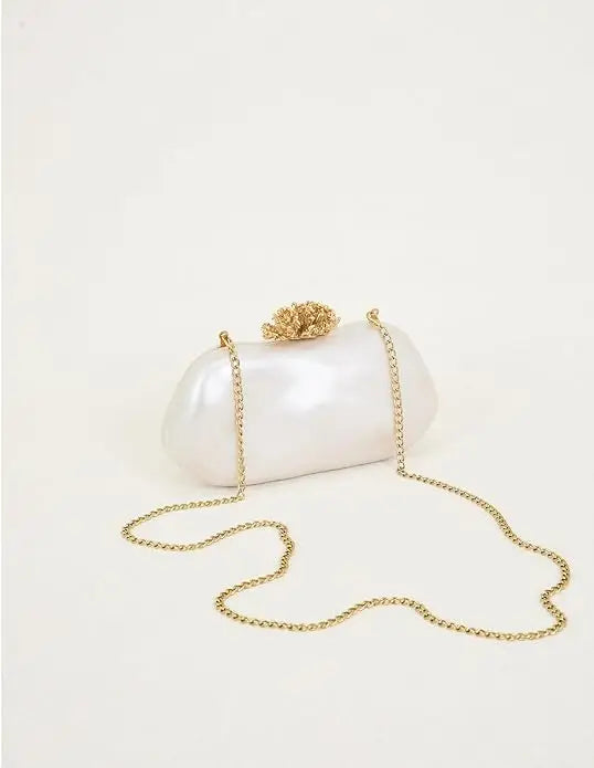 Shell Party Clutch Bag Women Wedding Evening Party Cute Ivory Pearl Color Acrylic Purse Handbag Spring Summer New 2026