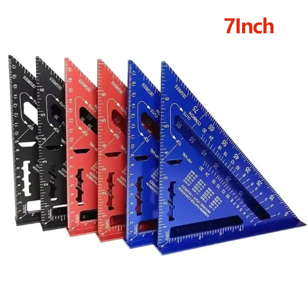7Inch Triangle Ruler Measurement Tool Aluminium Alloy Carpenter Tools Inch Metric Angle Ruler Speed Square Woodworking Tools