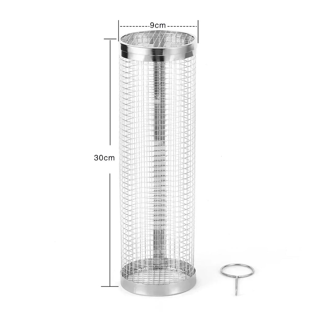 Stainless Steel Grill Basket Portable Barbecue Cage Rolling Grilling Basket Useful BBQ Grill Basket Outdoor Grill Accessories