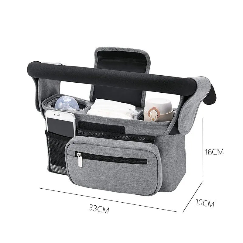 Stroller Bag Baby Diaper Mummy Bag Large Capacity Stroller Organizer Cup Holder Feeding Bottle Stroller Accessories Hanging Bag