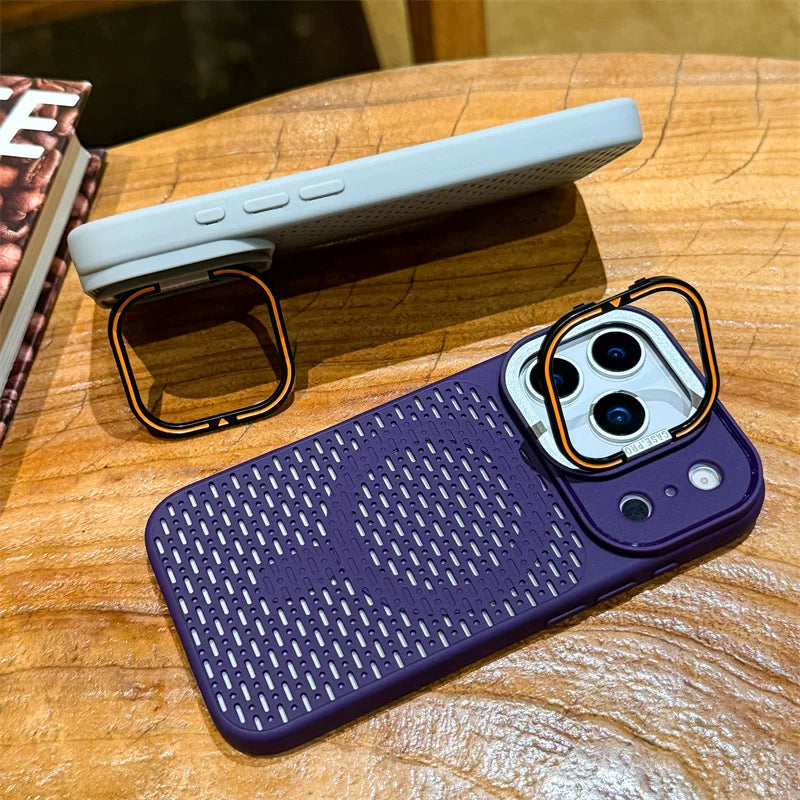 Cooling Mesh Camera Mount Case For iPhone 17 15 14 13 12 16 Pro Max Plus For Magsafe Charge Shockproof Heat Dissipation Cover