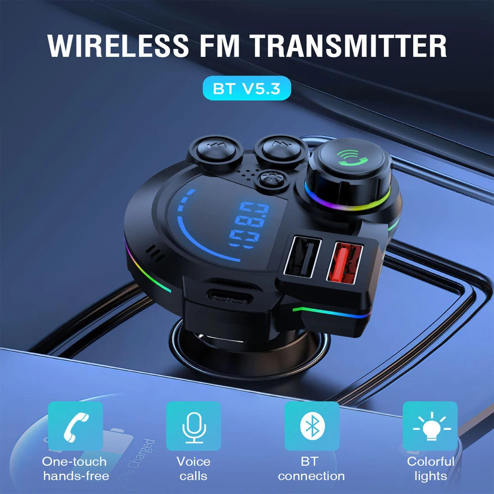 Car USB Chargers Car Bluetooth MP3 Music Hands-free Call P22 V5.3 FM Transmitter QC3.0 + PD20W Dual Fast Charging Interior Parts