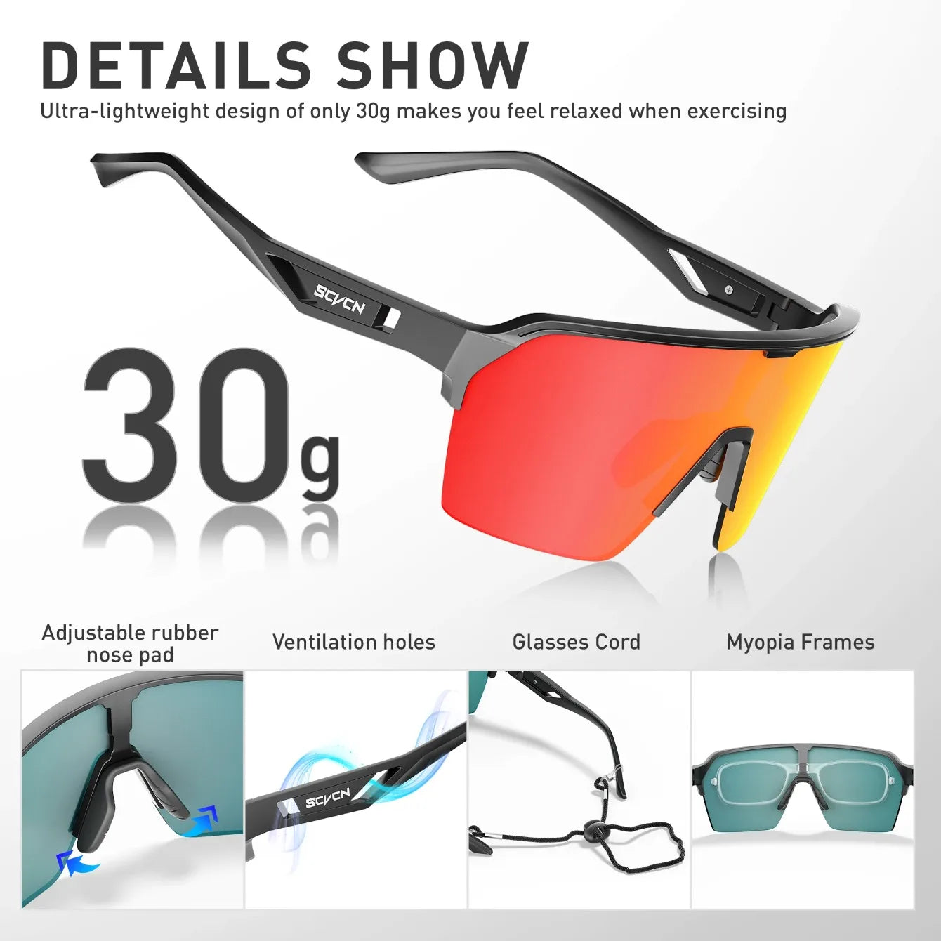 SCVCN Cycling Glasses Sunglasses for Men Outdoor Sports Glasses UV400 Hiking Eyewear MTB Road Cycling Goggles Bicycle Women