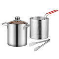 Deep Fryer Pot 304 Stainless Steel Fry Pot with Basket and Lid Food Grade Deep Fryer Multifunctional Deep Frying Pot 3.2Quart