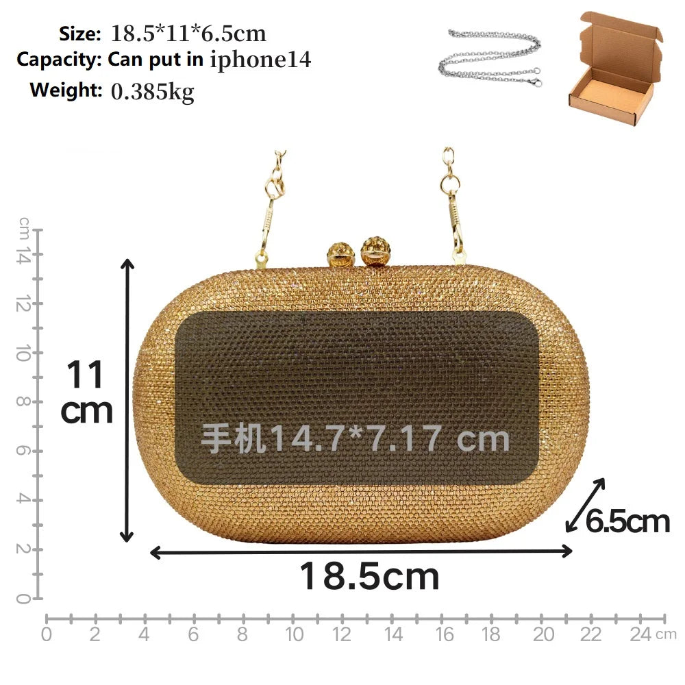 Elegant Women's Rhinestone Evening Bag, Sparkling Crystal Clutch Perfect for Wedding Banquet Party and Formal Dress Occasions