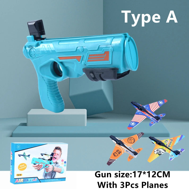 Airplane Launcher Toys for Kids Summer Outdoor Catapult Gun Foam Glider Flying Plane Toy  Game Gifts for Boys Novelty & Gag Toys