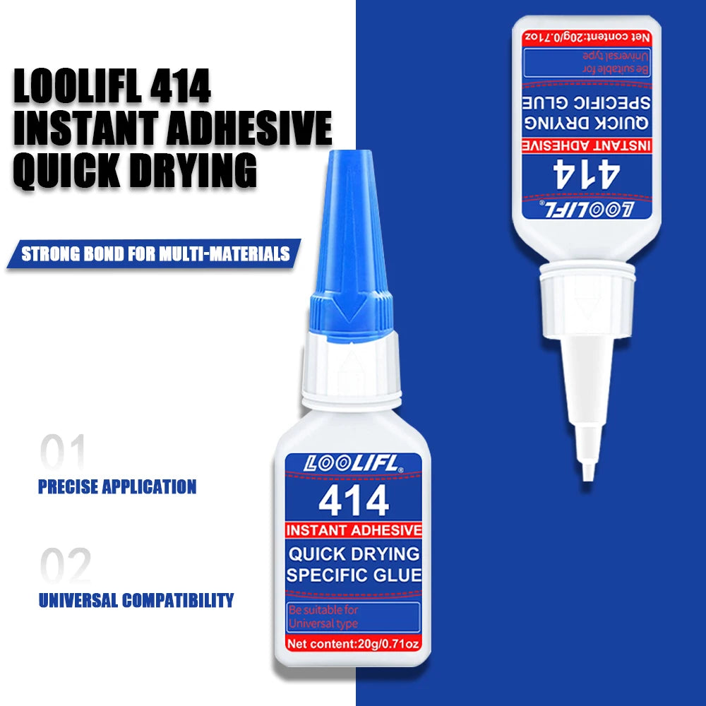 414 Instant Adhesive Quick Drying Super Glue Universal Strong Bond for Plastic Rubber Metal Ceramic Wood Cyanoacrylate Adhesive