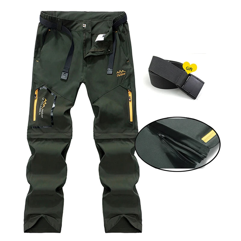 Men's Lightweight Convertible Cargo Tactical Pants Zip off Outdoor Hiking Stretch Work Pants Trekking Camping Trousers
