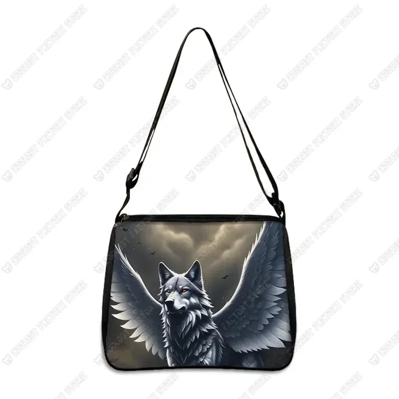 Howling Wolf Under The Moonlight Handbags Baby Wolf Messenger Bag Cool Howling Wolf Shoulder Bag Crossbody Bag Phone Holder