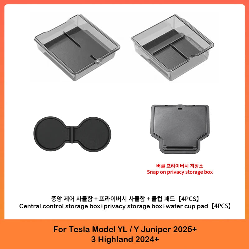 Center Console Upper Storage Box ABS Silicone Non-Slip Front Rear Armrest For Tesla Model 3 Model Y Juniper YL Car Supplies