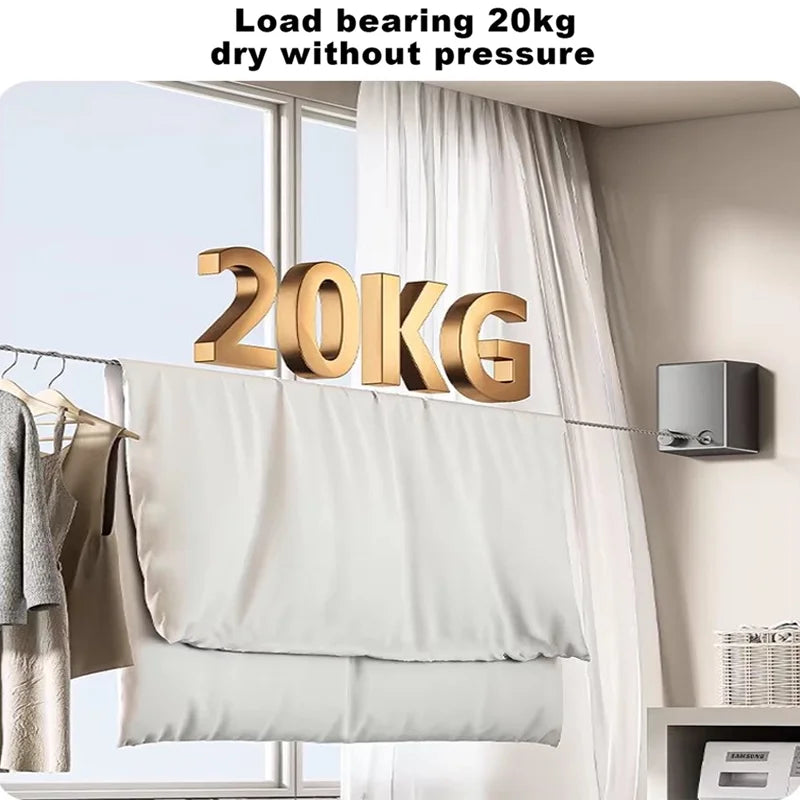 Invisible Clothesline Indoor Without Hole-Punching Shrinkage Wire Clothes Drying Artifact Bathroom Balcony Telescopic Hanging