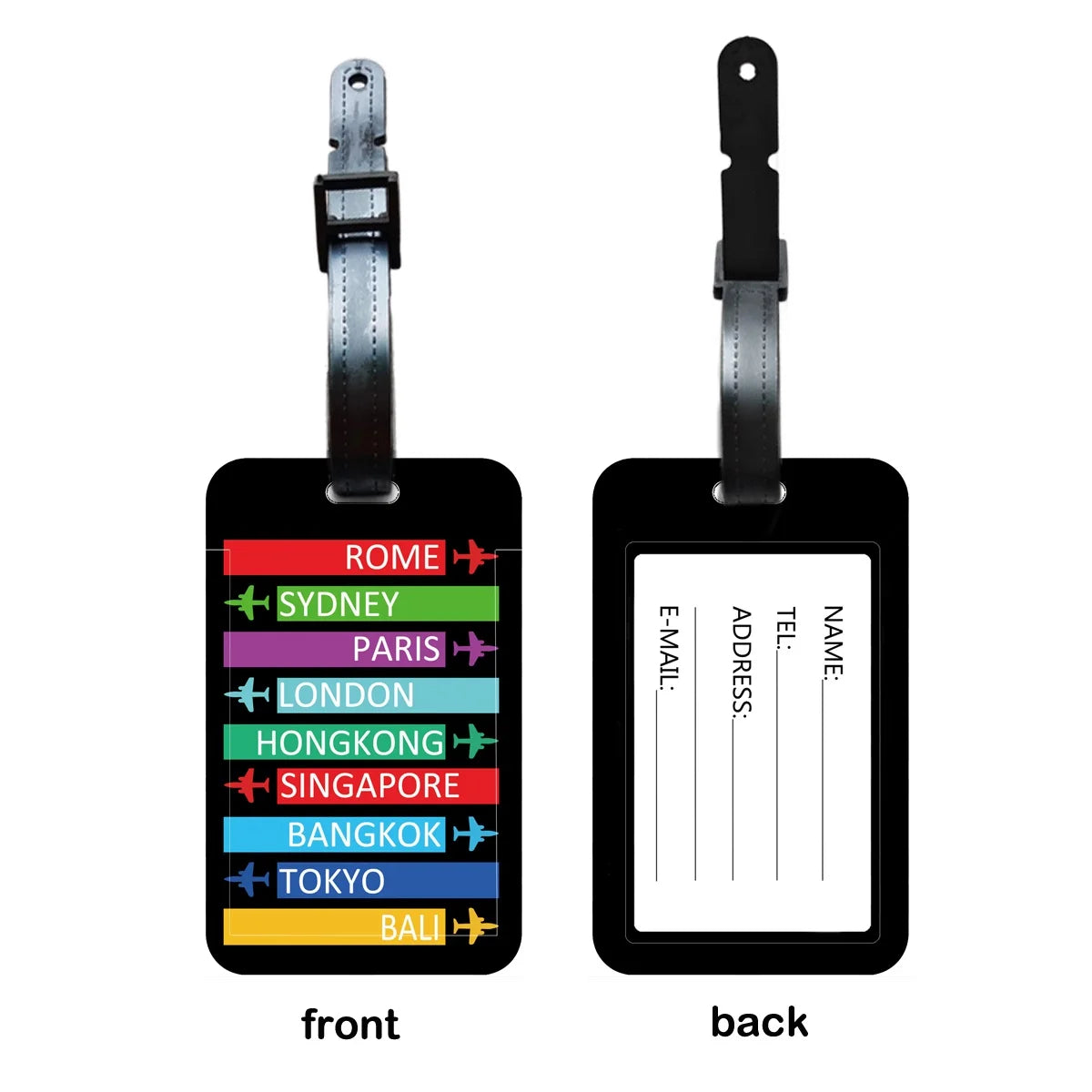 Creative 5 Colors Luggage Tag Colorful Luggage Tag Label for Travel Women Funny Backpack Suitcase Tag Name ID Identifier Durable