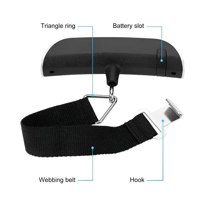 110lb/50kg Portable Electronic Hand Luggage Scale LCD Digital Display Balance Scale Suitcase Travel Weighs Baggage Weight Tool