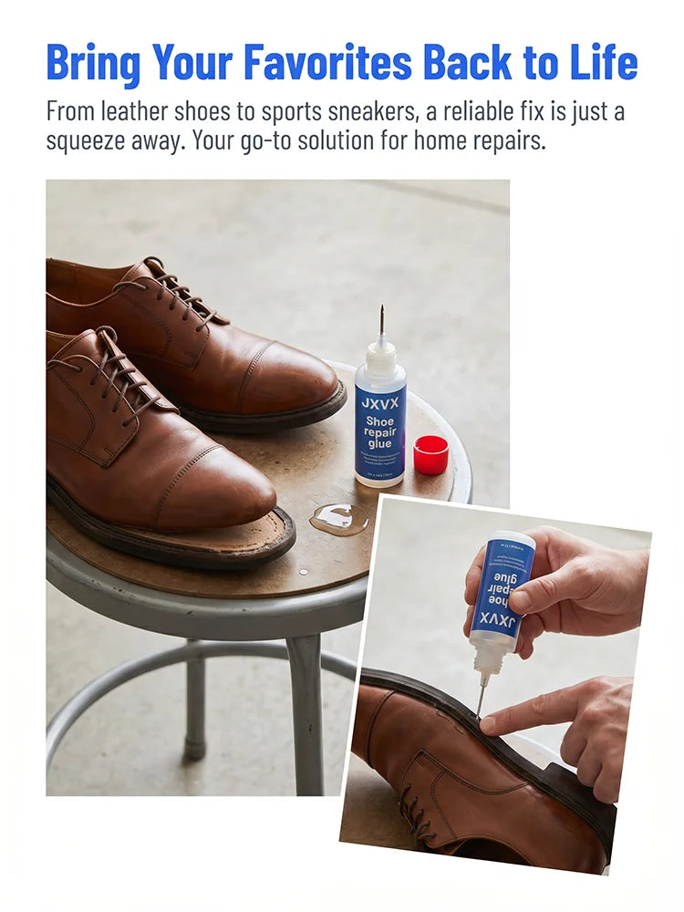 Adhesive for Quick Shoe Repairs, Transparent Glue for Invisible Repairs and Bonding, Strong, Waterproof and Quick-Drying Adhesive