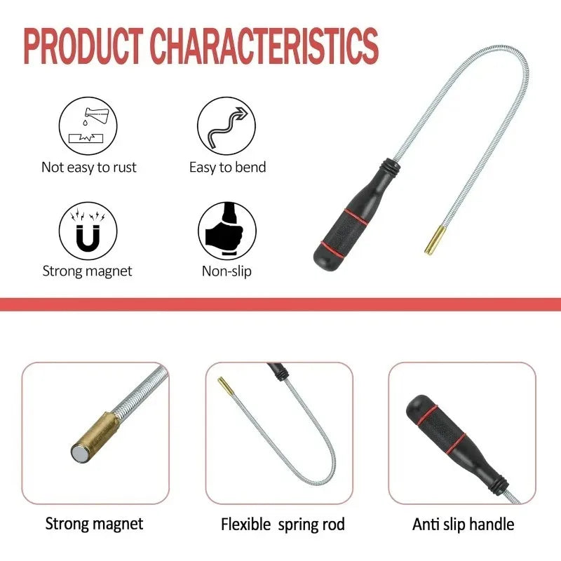Bendable Magnetic Retrieval Tool Flexible Suction Grabber for Fallen Objects in Drains Pipes Car Repair Workshop