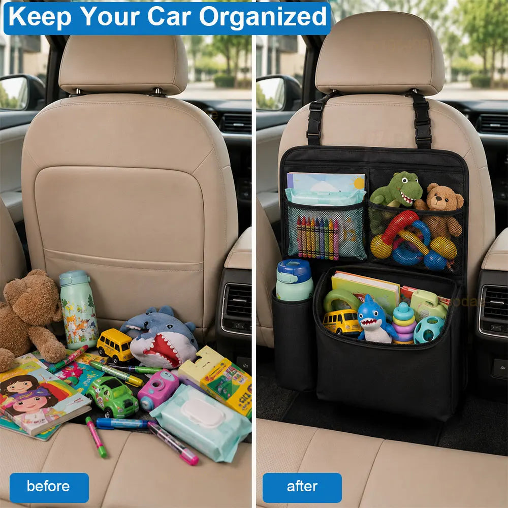Car Seat Back Storage Bag Multifunctional Leather Car Backseat Organizer Wear Resistant Car Seat Back Storage Bag Cup Holder