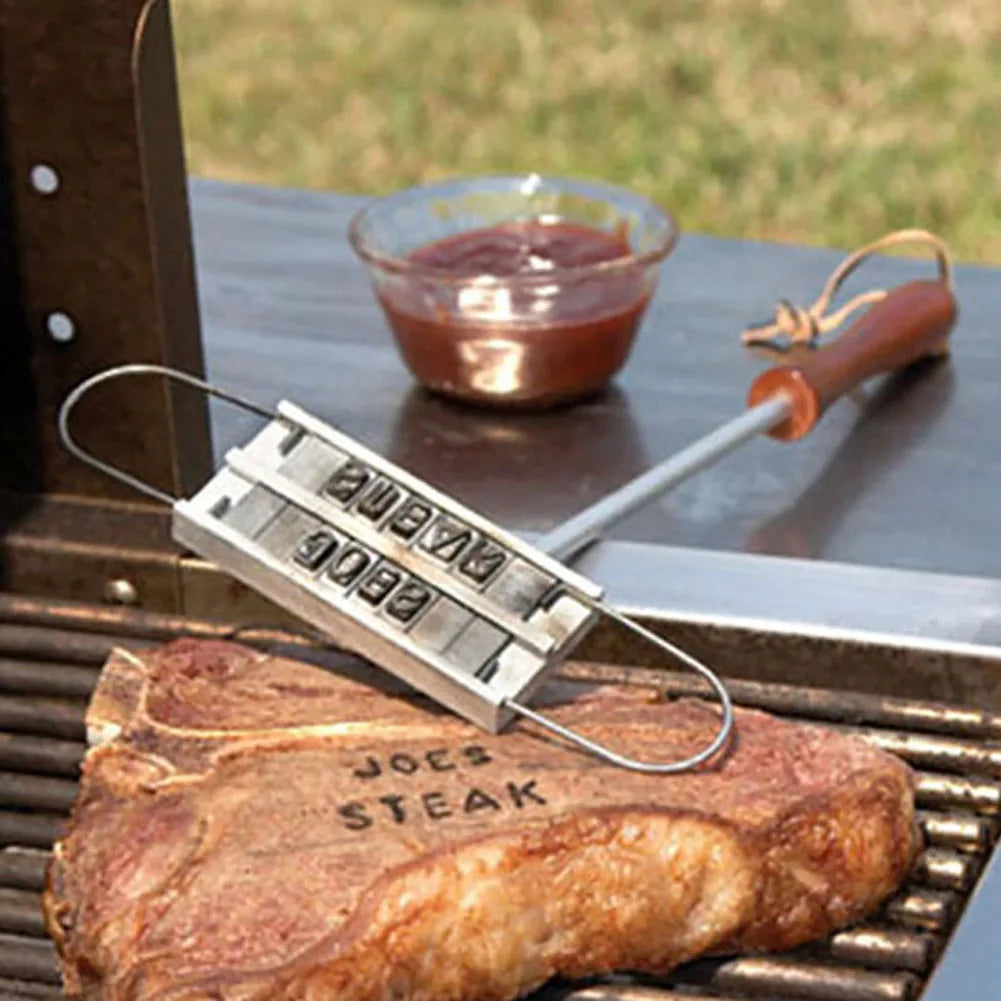 DIY BBQ Branding Iron with 55 Letters BBQ Steak Branding Signature Sticks Practical Barbecue Accessories for Family Party Picnic