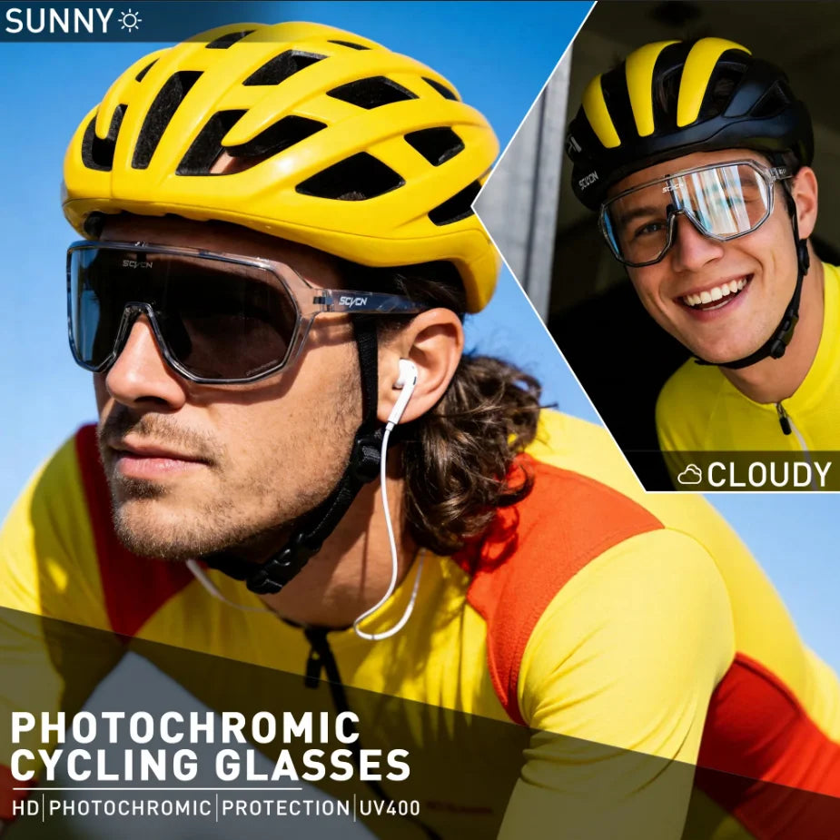 SCVCN HD UV400 Photochromic Hiking Sunglasses Outdoor Sports Stylish Cycling Glasses Running Rock Climbing Driving Sunglasses